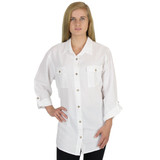 Crinkle Cotton 3 Qtr Slv Jeans Shirt White