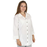 HoneyKomb Corded 3 Qtr Sleeve Shaped Blouse Top Shirt (188) White
