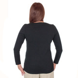 Long Sleeve Tier Top for Women: Black Rear View