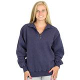 100% Heavy Cotton Zip Neck Womens Polo Sweatshirt Navy Sand