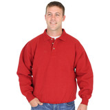 100% Heavy Cotton 3-Button Polo Sweatshirt - Red