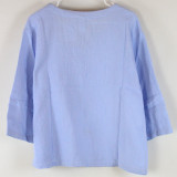 100% Cotton Double Gauze 3/4 Sleeve V Neck Top - Back