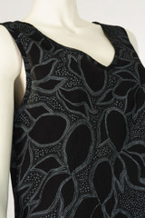 Asymmetric Sleeveless Printed Tunic 100% Cotton Top - SZ-7335 - Black