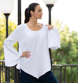ICanToo Women’s 100% Cotton Double-Gauze Bell-Sleeve V-Hem Tunic – Made in USA