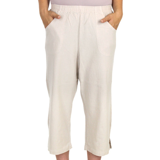 Cotton Cropped Pants Double Gauze Front 