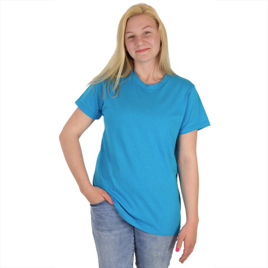 Ladies 100% Combed Cotton Tee 4.2oz Turquoise