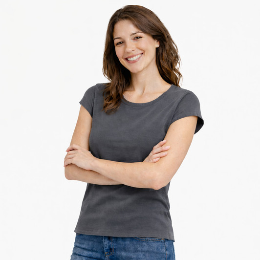 Ladies Fitted Silky Cotton Cap Sleeve Tee – Made in USA