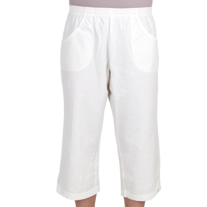 Honeykomb Cotton Capri Clam Diggers White