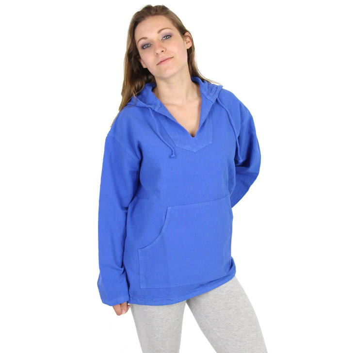 Unisex Cotton Shirts Made in USA Kangaroo Pocket Hoodie Sea Breeze