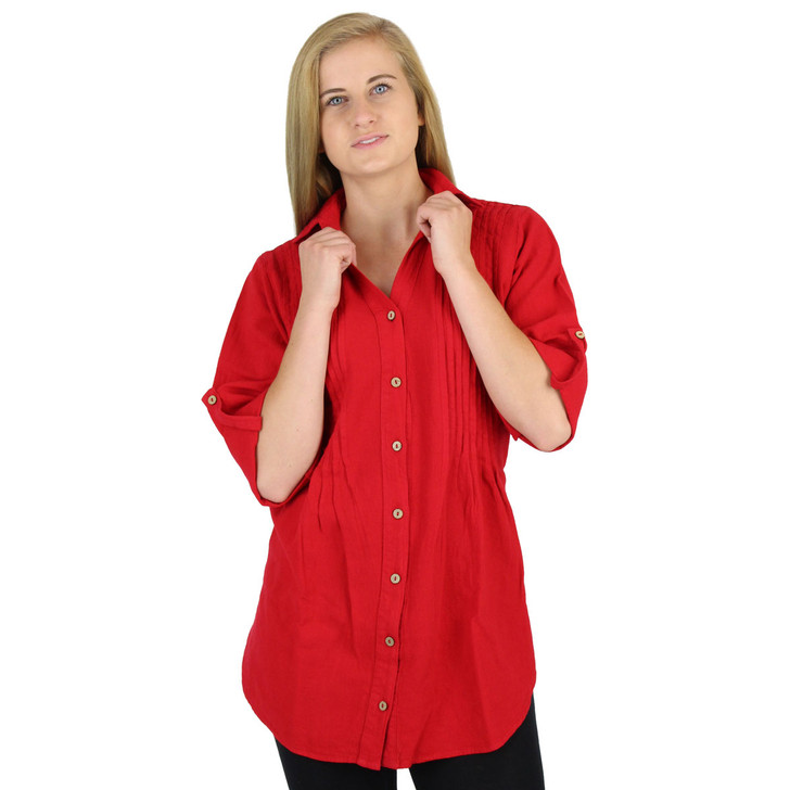 【crinkle crinkle crinkle】 blouse     137 Women's Cotton Shirts | Pin Tuck Blouse | Sea Breeze
