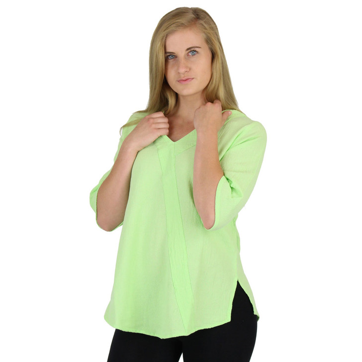 Cotton Gauze Riviera Top (354) LIME FROST