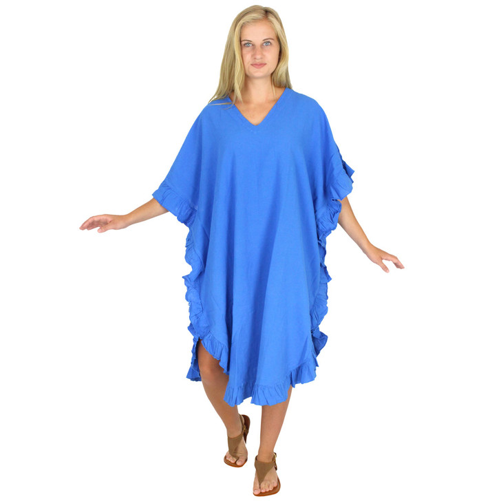 Cotton Kaftan Dress | Short Cotton Dress in Crinkle Cotton by Sea Breeze