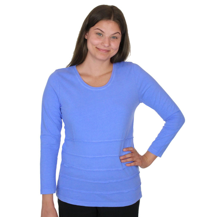 100% Cotton Long Sleeve Tier Top for Women - MADE IN USA