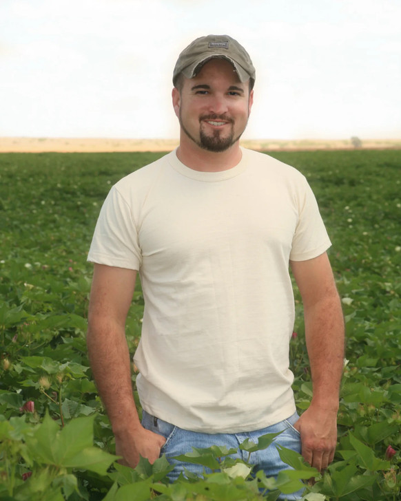 100% Organic Cotton Hypoallergenic Crew Neck NATURAL Tee Grown and Made in the USA