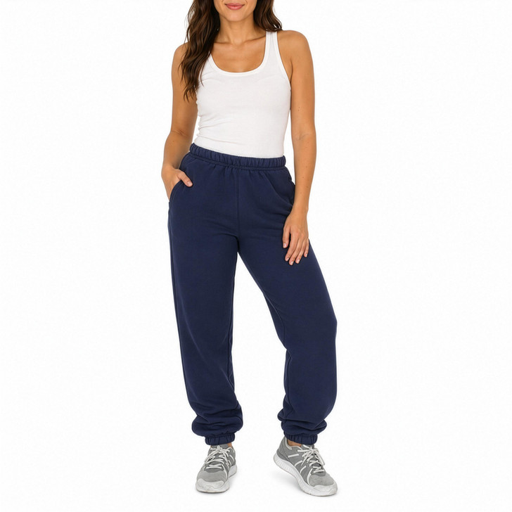 Thick 100% Cotton Fleece SWEATPANTS for Women Dark Navy