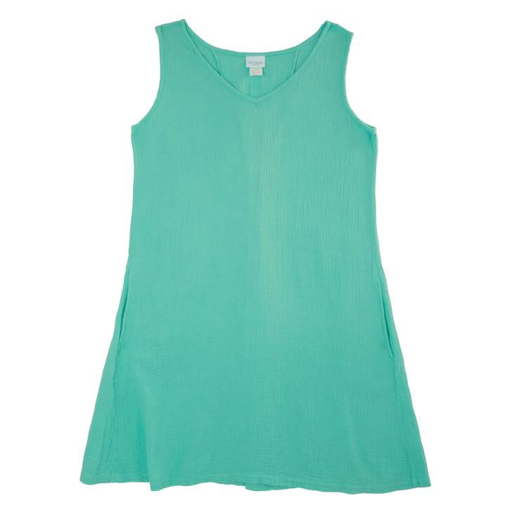 COTTON GAUZE DRESS - SEAFOAM