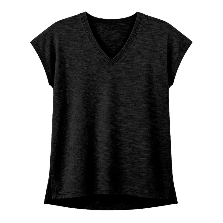 100% Cotton V-Neck Sleeveless Top with Side Slits