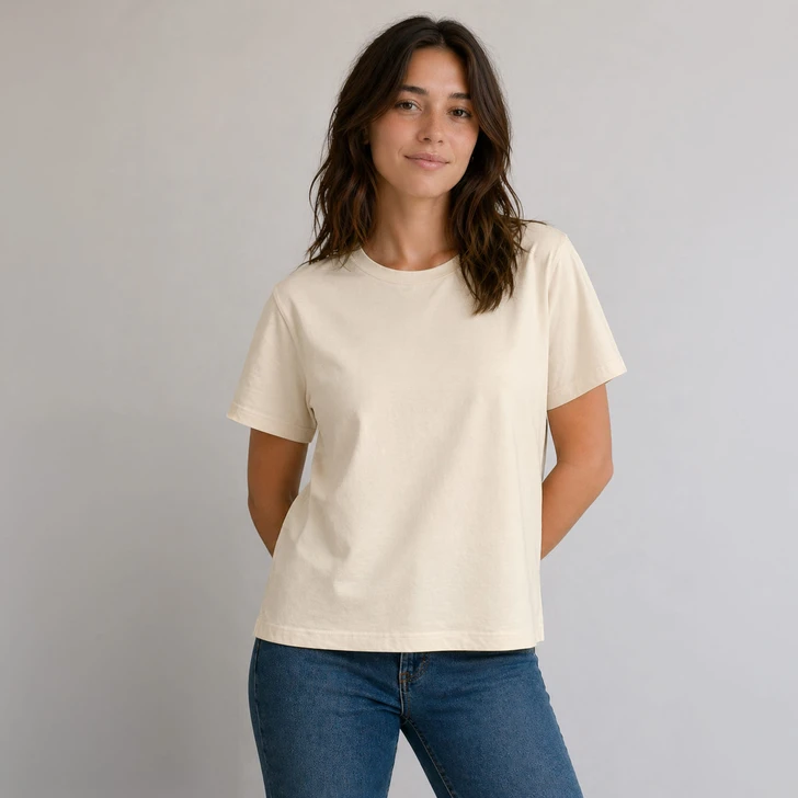 Ladies Organic Cotton Scoop Neck - NATURAL