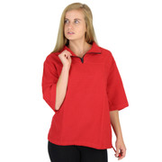 Mirage Cotton Seersucker Half-Sleeve Zip Top (543) FIRE RED