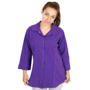 HoneyKomb Corded 3 Qtr Sleeve Shaped Blouse Top Shirt (188) Royal Purple