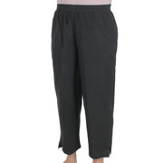 Crinkle Cotton Capri Pants Black