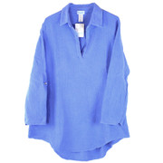 100% Cotton Double Gauze Rolled Sleeve Collar Neck Tunic - Front in color Peri