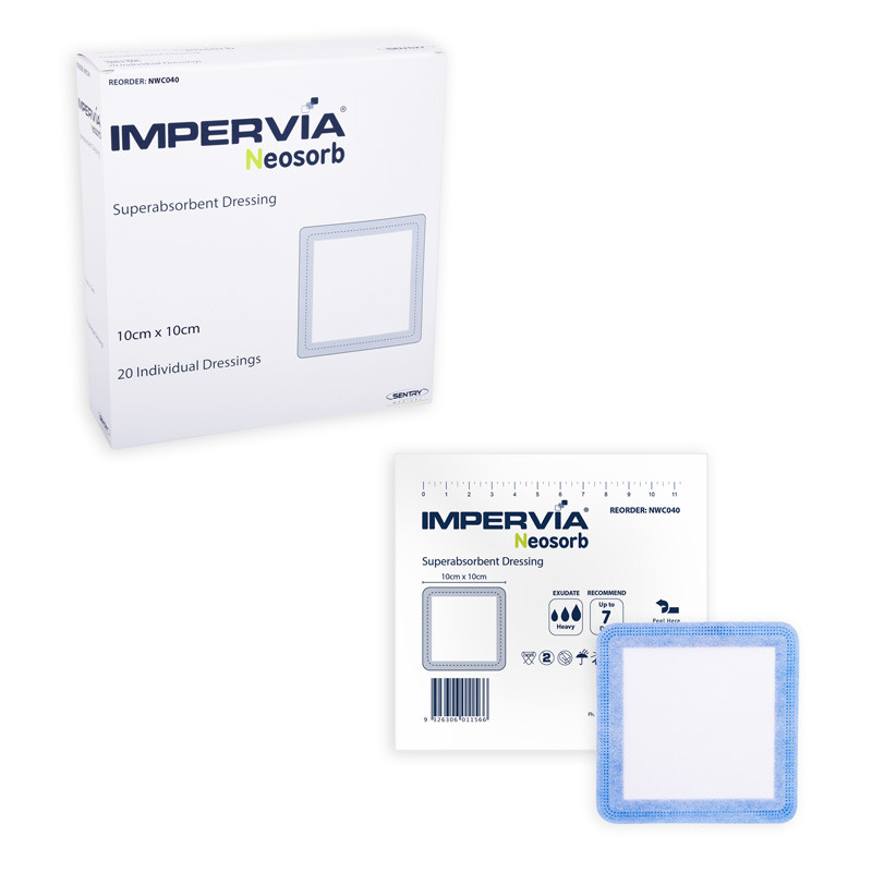 Neosorb Impervia® Neosorb Superabsorbent Dressing Sterile 10cm x 10cm - Health ...
