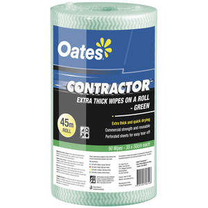 Oates, Contractor Wipes on a Roll, High Durability, Low Lint, 90pc, Green (CLR-090-G)