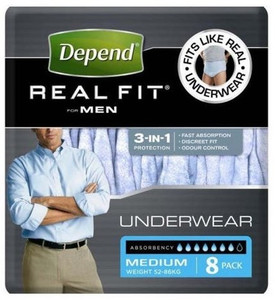 Depend Real Fit Men Medium 7 Drop, Pack/8