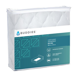 Buddies Lite & Easy Double Waterproof Bed Pad, 90x137cm, 2500ml, Each