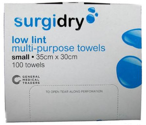 SurgiDry 30cmx35cm x100's Low Lint All Purpose Towel - Small