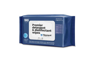 "Premier Detergent and Disinfectant Wipes, 33x22cm, Soft, Pack/100"