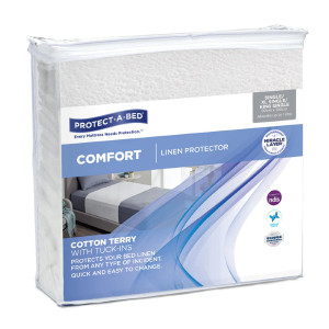 Comfort Linen Protector Single (90cmx100cm) with  Tucks Ins, 1000ml, Each