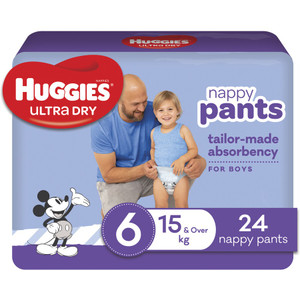 Huggies Nappy Pants Junior Boy Size 6, Pack/24
