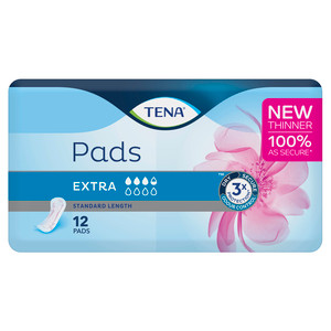 "TENA Pads Extra Standard Length, Pk12 (Sold as a pack, can be purchased as a carton of 6 packs) (Old Code TN760443)"