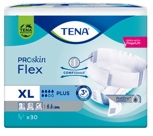 TENA Flex PROskin Plus XL, Pk30 (Sold as a pack, can be purchased as a carton of 3 packs) (Old Code TN723430)