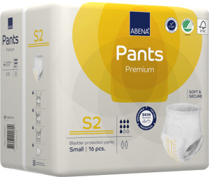 Abena Pants Premium S2 Yellow 1900ml 60-90cm, Pk/16 (Sold as a pack, can be purchased as a carton of 6 packs) (Old Code BZSA41082)