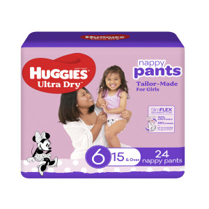 Huggies Nappy Pants Junior Girl Size 6, Pack/24