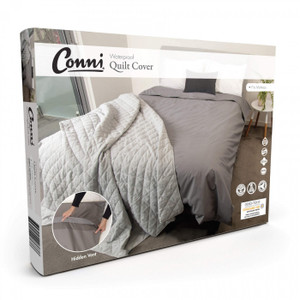 Conni Quilt Cover Single (140x210cm) Charcoal, EACH