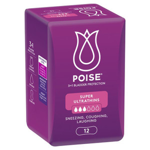 Poise Pads Active Super Ultra Thin, Pack/12 (Sold as pack, can be purchased as Carton/4)