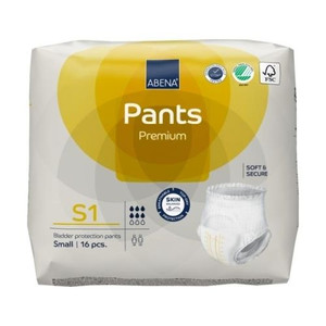 Abena Pants Premium S1 Yellow 1400ml 60-90cm, Pk/16 (Sold as a pack, can be purchased as a carton of 6 packs) (Old Code BZSA41071)