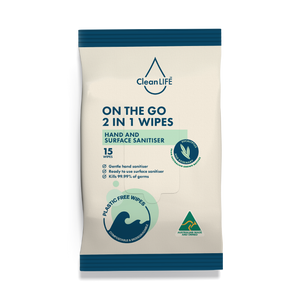On the Go 2 in 1 Wipes, Pack/15 (Sold as a pack can be purchased as Carton/18 packs)