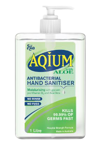 "Aqium Hand Sanitiser (Aloe) 1 Litre, Each (Old Code E10974)
"
