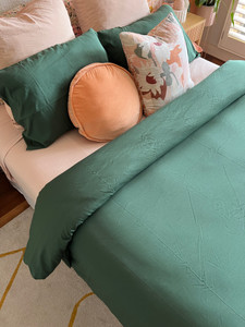 Durabreathe Linen Look Quilt Cover Set (2x Pillow Case 1x Quilt Cover) Olive Double, Each