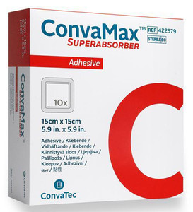 Convamax Super Absorbent Adhesive Dressing 15cm x 15cm, Each (Sold as an each can be purchased as Box/10)