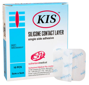 KIS Silicone Contact Layer Single side adhesive 5 x 5cm Box/10