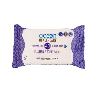 Ocean Healthcare Flushable Wipes Pack/40, (Sold as a pack can be purchased Carton/14)