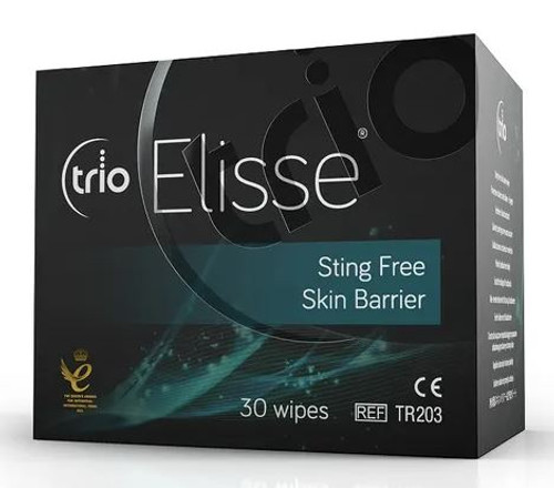 Trio Elisse, Sting Free, Skin Barrier Large Skin Wipes, Pack/30 Individually Wrapped