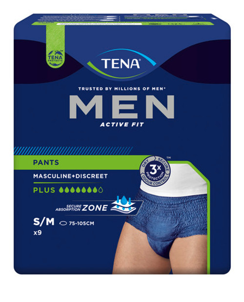 TENA Men Active Fit Pants Plus Small/Medium, Pack/9