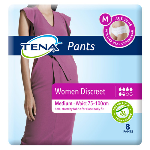 "TENA Pants Women Discreet Medium, Pack/8"